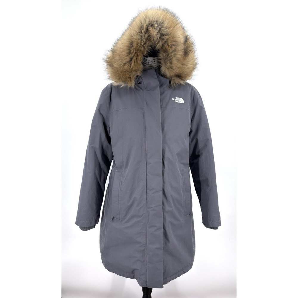 The North Face Arctic Parka Women's XL Gray 550 Fill Down DryVent Faux Fur Hood